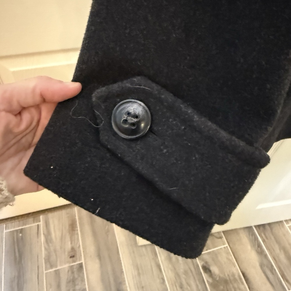 London Fog Women's Wool Blend Double Breasted Pea Coat Dark Grey L Classic - Picture 4 of 12